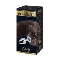 Alive metalen buttplug met zwart-witte vossenstaart, maat L, afbeelding 2