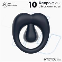 IntoYou Kenny penisring met clitorisstimulator (nachtblauw)