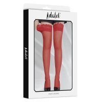 Adalet Lingerie Posy kousen met siliconen banden, rood, one size, afbeelding 3