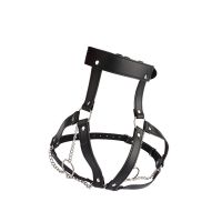 Chisa Borstharnas met O Ring Kettingen - Leren Fetish Kleding