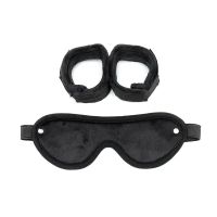 Bondage Play verstelbare handboeien met masker (zwart), afbeelding 2