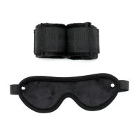 Bondage Play verstelbare handboeien met masker (zwart), afbeelding 6