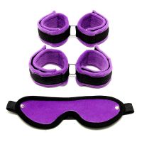 Bondage Play handboeien, enkelboeien en masker (paars), afbeelding 3