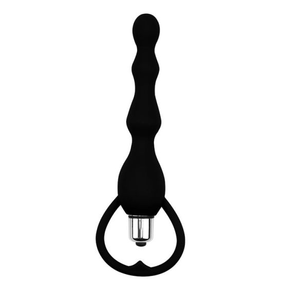 Chisa anale kralenketting met staart Power, siliconen (zwart)
