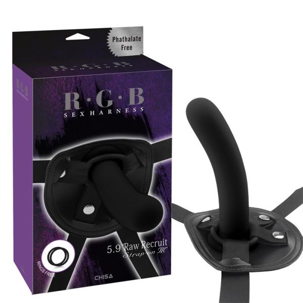 Chisa strap-on met dildo Raw Recruit maat M (zwart)