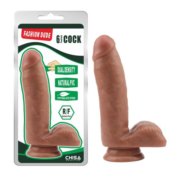 Chisa dildo met dubbele dichtheid Fashion Dude 17 x 3,6 cm bruin