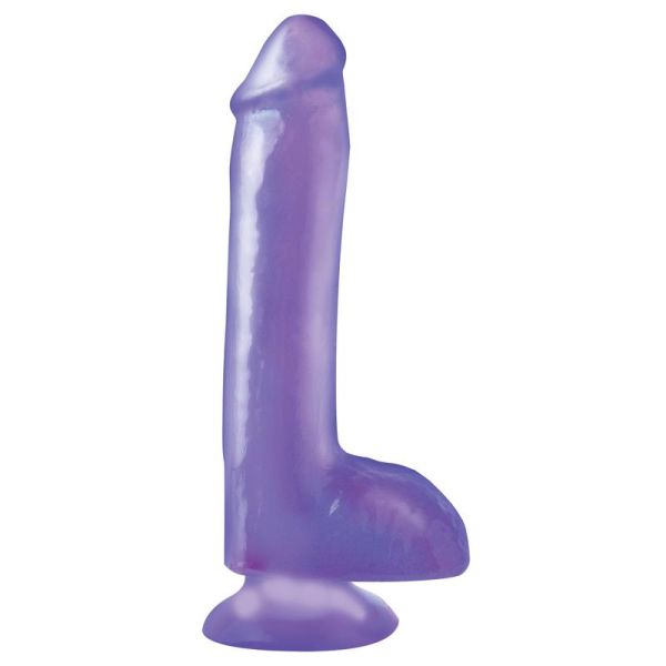Basix Rubber Works dildo met ballen en zuignap - paars
