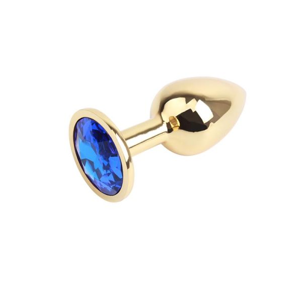 Chisa gouden buttplug met blauwe edelsteen