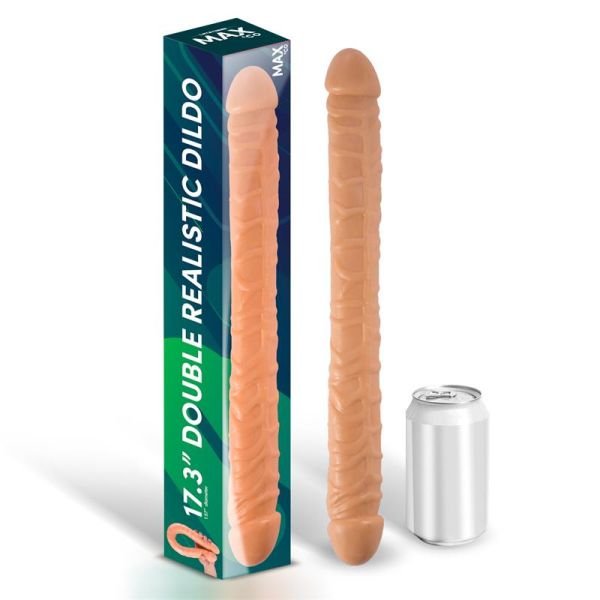Max & Co Trent dubbele realistische dildo huidkleur 17,3" - 44 cm