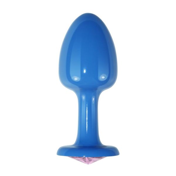 Lovetoy metalen buttplug blauwe roos met roze juweel