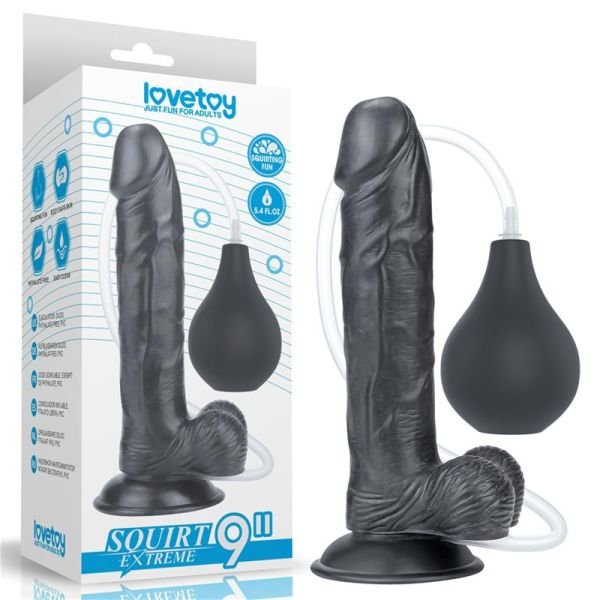 Lovetoy spuitende dildo 10" (zwart)