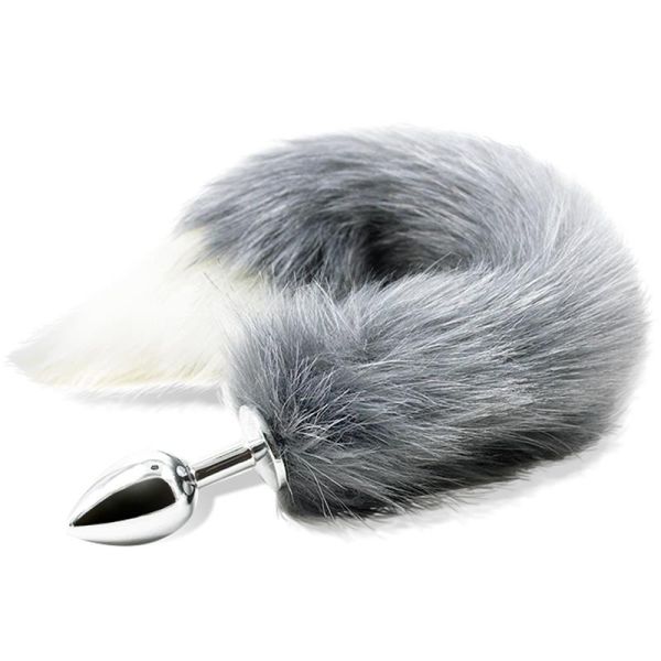 IntoYou buttplug met grijs-witte vossenstaart