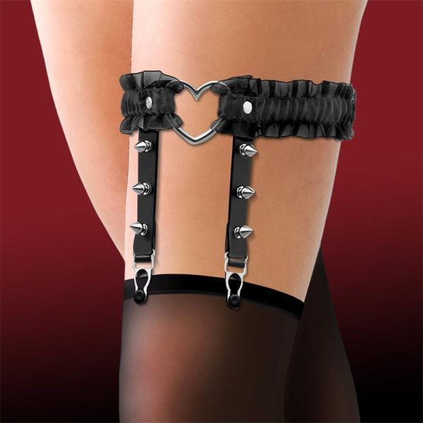 Cinderella beenband met hart en ruches, zwart