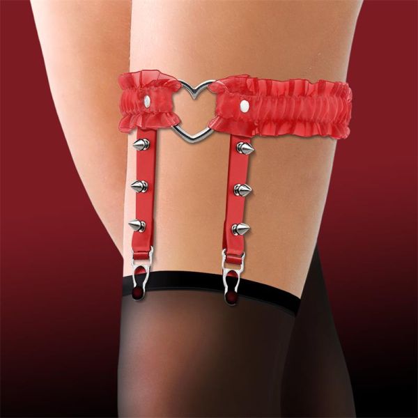Cinderella beenband met hart en ruches, rood