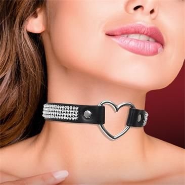 Cinderella Collar with Heart and Rhinestones Choker Style