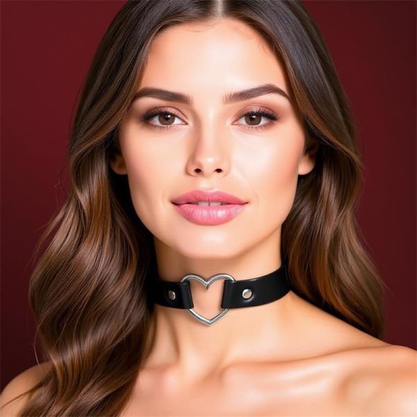 Cinderella Collar with Heart Choker Stile Vegan Lether One