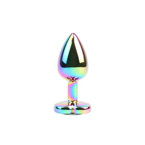 Chisa Rainbow Effect metalen buttplug met hartjuweel
