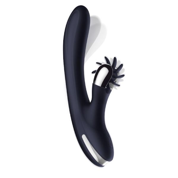 IntoYou Darkspace vibrator met draaiende tongen en vinger (blauw)