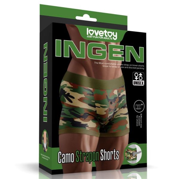 Lovetoy strap-on short met camouflageprint 28"-32"