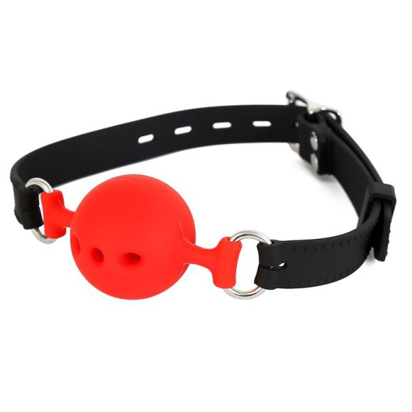 LateToBed ademende ballgag S - 4 cm, zwart met rood