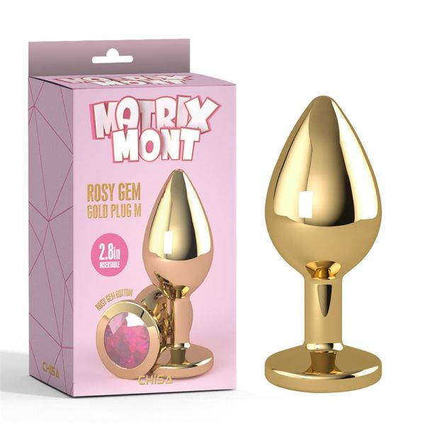 Chisa Rosy Gem gouden buttplug met juweel maat M