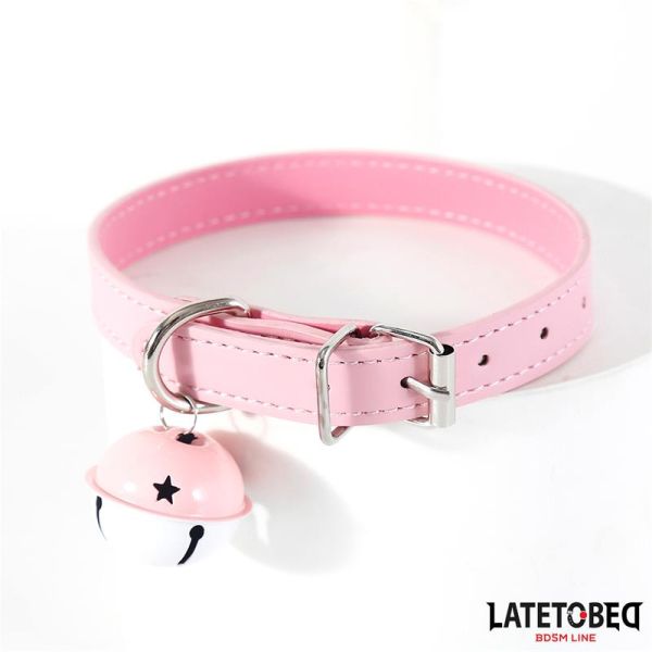 LateToBed verstelbare halsband met belletje (roze)