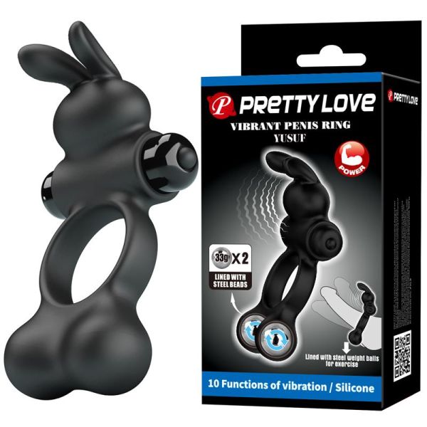 Pretty Love Yusuf vibrerende penisring met stalen balletjes