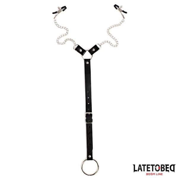 LateToBed Nipple Clamps With Penis Ring