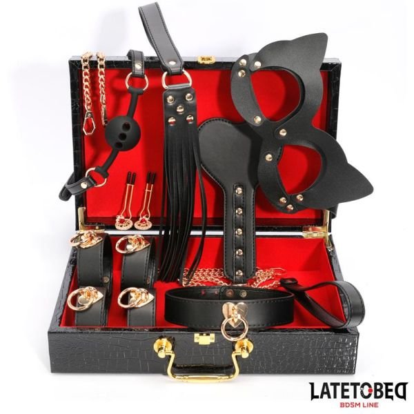 LateToBed 8-delige leren bondageset met opbergkoffer