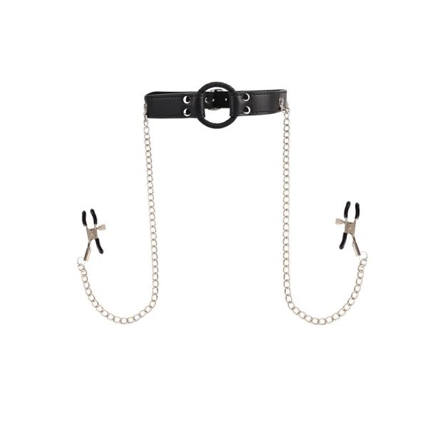 Chisa Adembbare O Ring Gag met Tepelklemmen