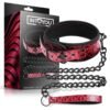 Verstelbaar Halsband met Leash Diamond Vegan Leder