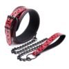 Verstelbaar Halsband met Leash Diamond Vegan Leder - Afbeelding 3