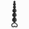 Clyde Beaded Butt Plug with Easy Pull Ring Silicone Black - Afbeelding 4