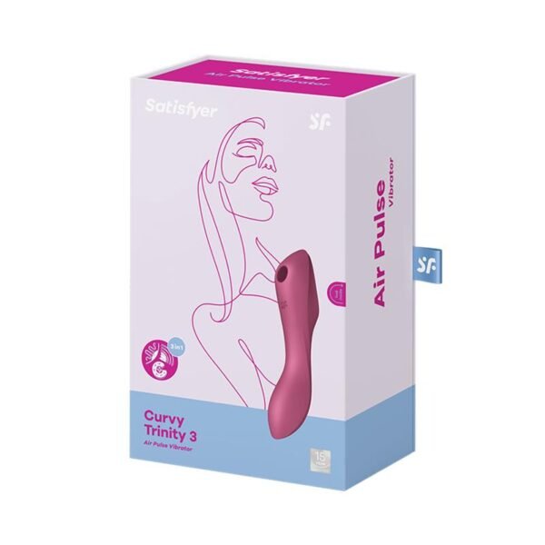 Curvy Trinity 3 Vibe en Clitoris Zuig Triple Stimulator USB Rood - Afbeelding 4