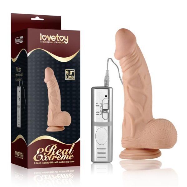 Dildo Real Extreme Dildo with Vibration 9 Flesh - Afbeelding 5