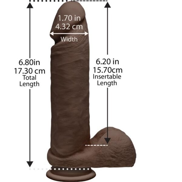 Dual Densisty Dildo Perfect D met Testikel 8 Chocolade - Afbeelding 2