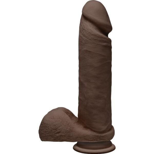 Dual Densisty Dildo Perfect D met Testikel 8 Chocolade