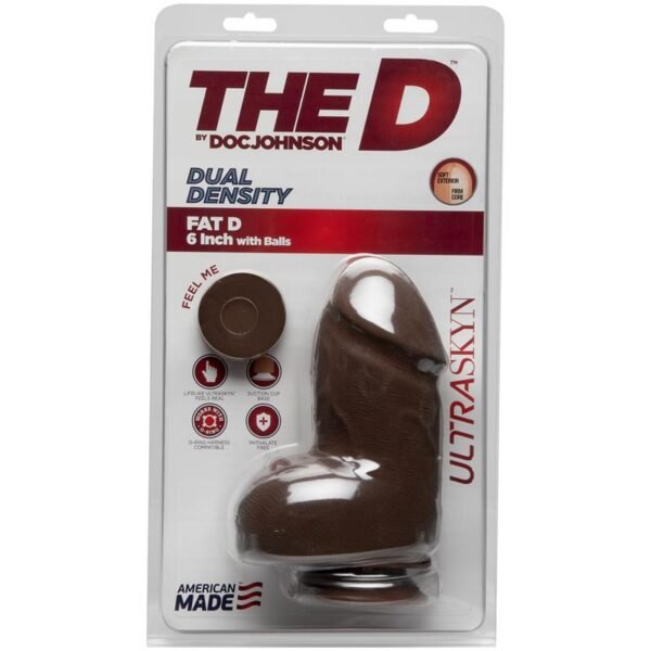 Dual Density Dildo Vet D met Testikel 6 Ultraskyn Chocolade - Afbeelding 2