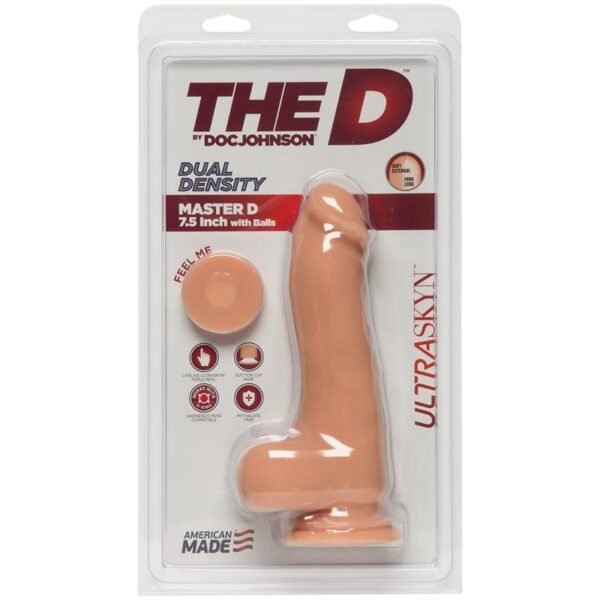 Dual Density Dildo Master D met Testikel 7.5 Ultraskyn Vanille - Afbeelding 2