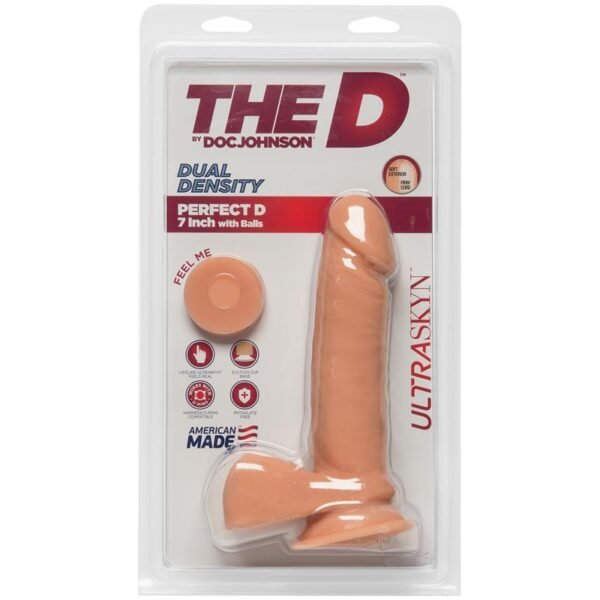 Dual Density Dildo Perfect D with Balls 7 Vanilla - Afbeelding 3
