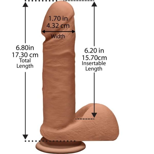Dual Density Dildo Perfect D met Testikel 7 Karamel - Afbeelding 2