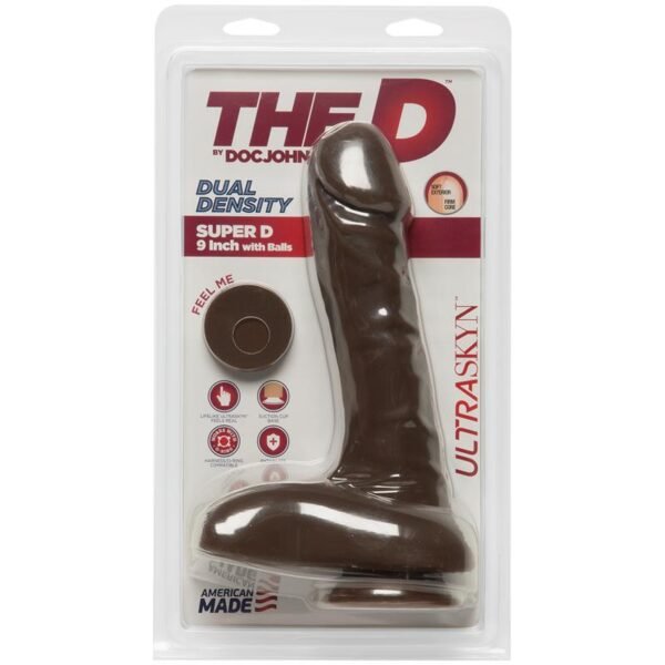 Dual Density Dildo Super D 9 Ultraskyn Chocolade - Afbeelding 2