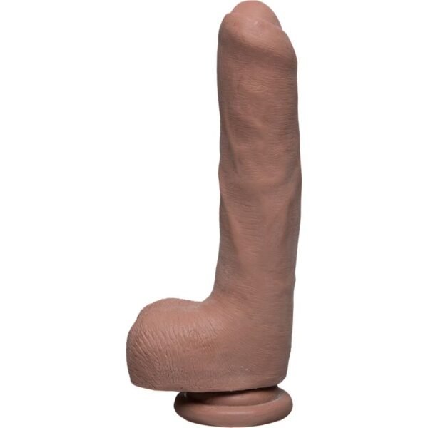 Dual Density Dildo Uncut D met Ballen 9 Ultraskyn Karamel