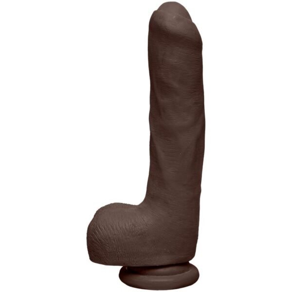 Dual Density Dildo Uncut D met Testikel 9 Ultraskyn Chocolade
