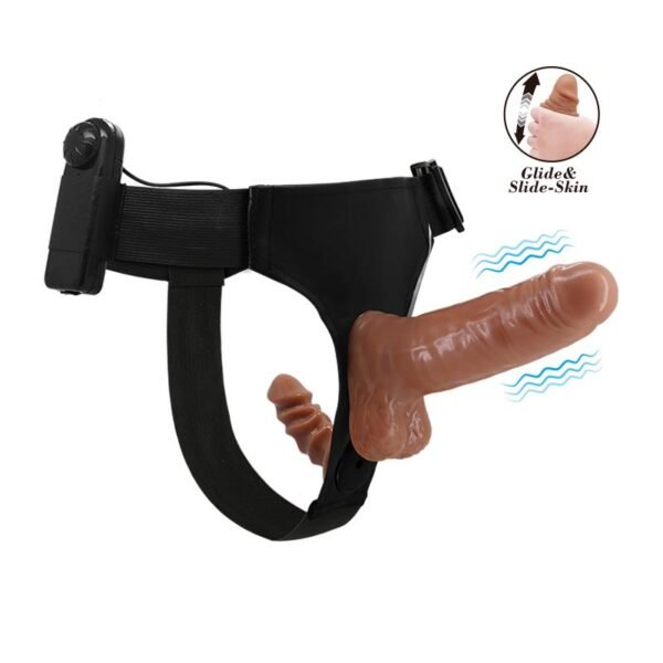 Harnas met Dubbele Retractable Dildo met Vibratie