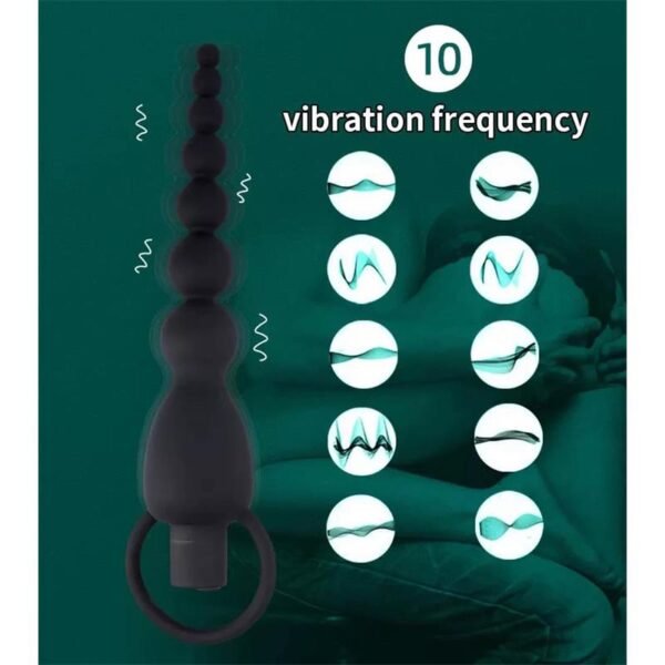 Marbe Anal Ketting met Vibratie USB Siliconen - Afbeelding 7