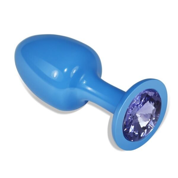 Metalen Buttplug Blauw Rosebud met Blauw Juweel