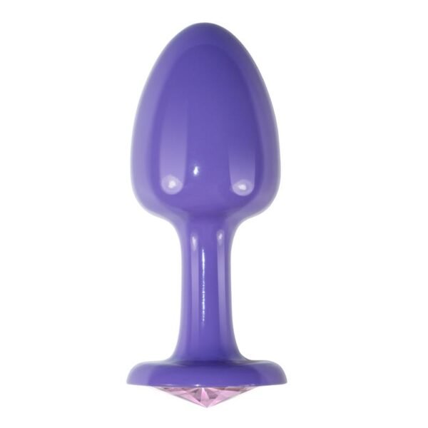 Metalen Buttplug Paars Rosebud met Roze Juweel - Afbeelding 2