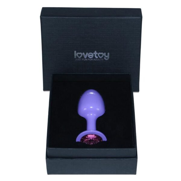 Metalen Buttplug Paars Rosebud met Roze Juweel - Afbeelding 3