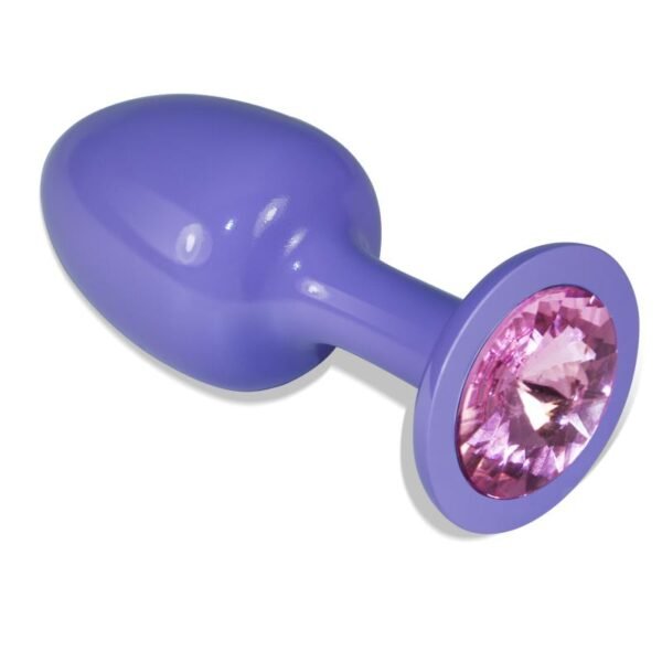 Metalen Buttplug Paars Rosebud met Roze Juweel